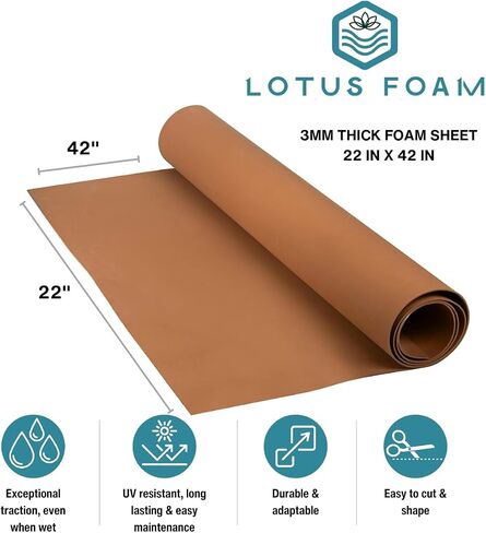 LotusFoam Large 3mm EVA Foam Sheet - 22"x 42" High Density Foam 130 kg/m3 for Cosplay, Costumes, Crafts, Flooring, Outdoor Use - 35 Colors (Pecan) in Saudi Arabia