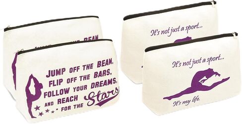 هدايا الجمباز الشخصية للنساء، 4 حقائب مكياج للجمباز، قماش، 16 ربطة شعر للجمباز، 4 أساور لرغبات الجمباز، هدية لعشاق الجمباز ومدرب الجمباز in Kuwait