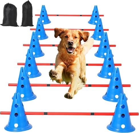 Dog Agile Training Kit –87-Piece Obstacle Course Set with Tunnel, Adjustable Hoop, Weave Poles, Jump Ring, Pause Box, Toy Balls & Storage Bag in Saudi Arabia