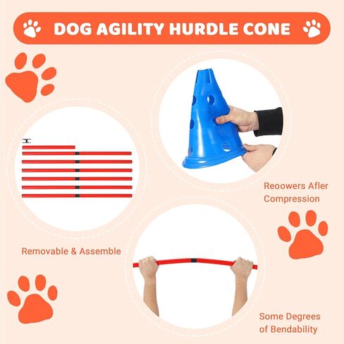 Dog Agile Training Kit –87-Piece Obstacle Course Set with Tunnel, Adjustable Hoop, Weave Poles, Jump Ring, Pause Box, Toy Balls & Storage Bag in Saudi Arabia