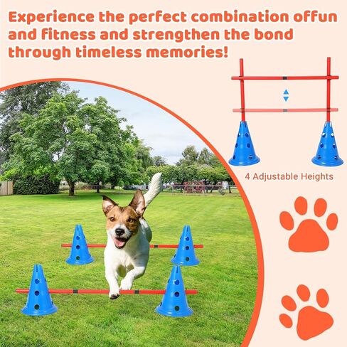 Dog Agile Training Kit –87-Piece Obstacle Course Set with Tunnel, Adjustable Hoop, Weave Poles, Jump Ring, Pause Box, Toy Balls & Storage Bag in Saudi Arabia