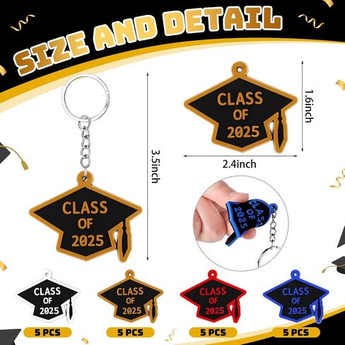 WILLBOND 20 Pieces Class of 2024 Graduation Keychains Rubber Key Chains Grad Cap in Saudi Arabia