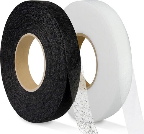140 Yards Iron On Hem Tape, 2 Rolls x 0.59" - No Sew Hemming Tape for Pants/Clothes/Curtains, Iron Hem Tape with Strong Adhesive (Black & White) in Kuwait