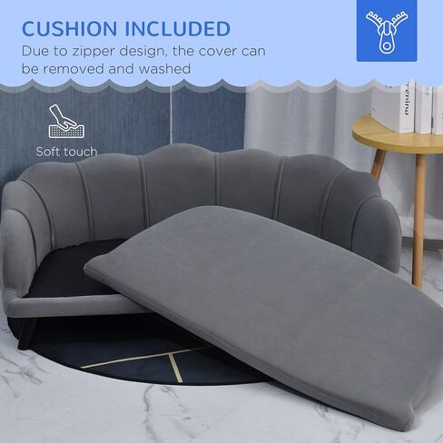 Pawhut Velvet الأريكة الكلب الكبيرة مع وسادة رغوة ، سرير ناعم ولطيف مع تصميم اللؤلؤ ، أريكة للكلاب الكبيرة والمتوسطة ، الأزرق الداكن in Saudi Arabia
