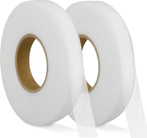140 Yards Iron On Hem Tape, 2 Rolls x 0.59" - No Sew Hemming Tape for Pants/Clothes/Curtains, Iron Hem Tape with Strong Adhesive (Black & White) in Kuwait