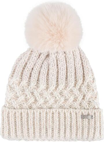 Jessica Simpson womens Striped Beanie With Fur Pom Beanie Hat in Saudi Arabia