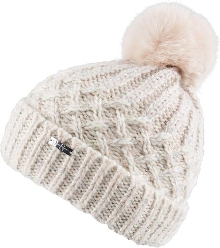 Jessica Simpson womens Striped Beanie With Fur Pom Beanie Hat in Saudi Arabia