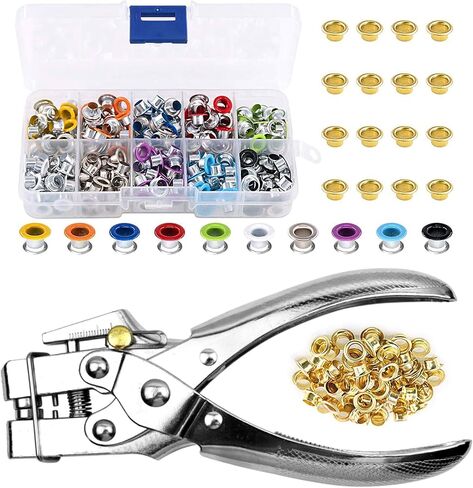 Lan-heelet Hole Hole Punch Cliers Ayelet Tool ، 3/16 في مجموعات ثقوب Grommet Phelets مع 400pcs الحلقات متعددة الألوان مجموعات Grommet مجموعات لحزام النسيج المصنوعة من الجلد إصلاح الزخرفة in Kuwait