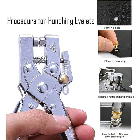Lan-He Eyelet Hole Punch Pliers Eyelet Tool, 3/16 in Grommet Pliers Kit Eyelets Kits with 400PCS Multicolor Grommets Shoe Eyelets Grommet Sets for Leather Fabric Belt Clothes Decorative Repair in Kuwait