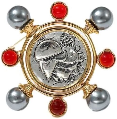 Brooch art retro asymmetrical red glass pin suit anti-exposure accessories in Saudi Arabia