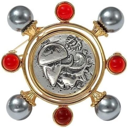 Brooch art retro asymmetrical red glass pin suit anti-exposure accessories in Saudi Arabia