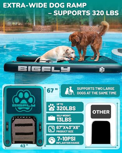 Inflatable Water Ramp for Dogs Pup Plank Dog Float, Large Dog Pool Float Up to 320 Pounds, Puncture-Resistant Surface in Saudi Arabia