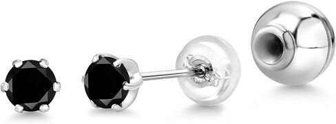 Gem Stone King Platinum White Moissanite Stud Earrings For Women (0.32 Cttw, Gemstone Birthstone, Round 3.5MM) in Saudi Arabia