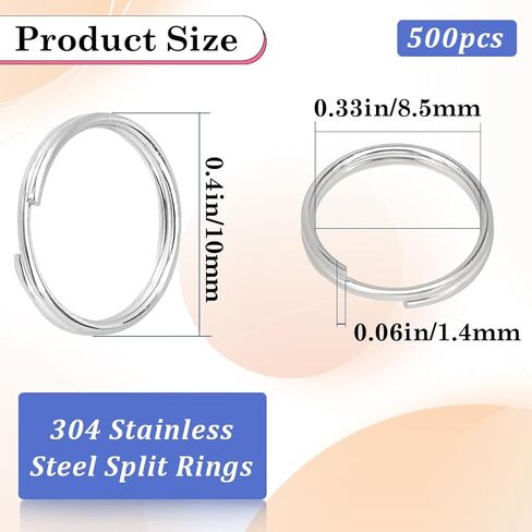 1 Box 500Pcs Round Split Rings Silver Split Jump Rings Bulk Stainless Steel Hypoallergenic Small Double Loops Metal Jump Rings for Jewelry Making Supplies Necklaces Bracelet Earrings Crafts in Saudi Arabia
