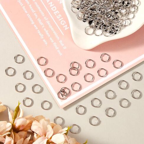 1 Box 500Pcs Round Split Rings Silver Split Jump Rings Bulk Stainless Steel Hypoallergenic Small Double Loops Metal Jump Rings for Jewelry Making Supplies Necklaces Bracelet Earrings Crafts in Saudi Arabia