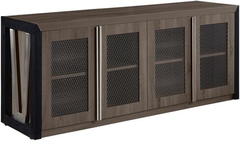 NBF District Office Storage Credenza - Modern Sideboard with 2 Adjustable Shelves - Credenza Storage Cabinet with 4 Doors and Laminate Top - (72" W x 20" D x 29.5" H, Black & Walnut) in Saudi Arabia