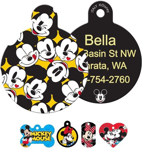 Gotags Mickey Mouse و Minnie Mouse Pet Id علامات ، علامات Disney Dog للكلاب والقطط ، محفورة على ما يصل إلى 4 أسطر من النص المخصص in Kuwait