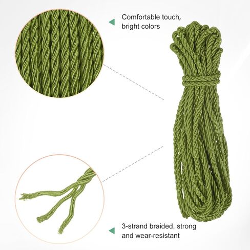 5 Yards Twisted Rope Trim, 8mm/0.31 in Dark Purple Soft Polyester Twisted Silk Rope Cord 3-Ply Decorative Cord for Gift Bag/DIY Crafts/Home Decor/Curtain Tieback in Saudi Arabia