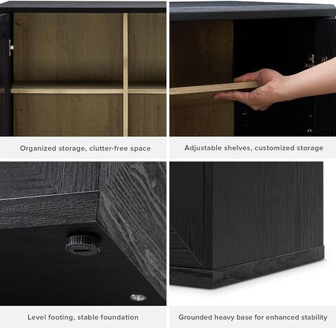 مركز الترفيه Mopio Blake 4 مع التخزين ، Farmhouse Modern Modular Storage Cabinet TV Stand Franting to 65 "TVS ، علبة عرض جانبية (البلوط الأسود ، 4 وحدات + هاتش) in Saudi Arabia
