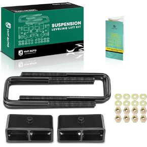 YHTAUTO 2 inch Rear Leveling Lift Kit, Extended Square U-Bolts & Lift Blocks w/Hardware Kit Compatible with Toyota & Nissan Models, RWD/4WD, 6 lug Only, Suspension Leveling Kit Set of 6