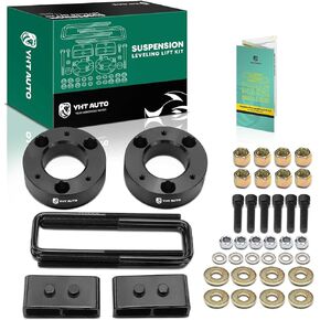 YHTAUTO 2 inch Front and 2 inch Rear Leveling Lift Kit w/Hardwares Fits 2004-2020 Ford F-150, RWD, Strut Spacers & Lift Blocks w/Extended Square U-Bolts Suspension Leveling Kit Set of 8