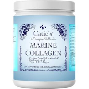Catie's Marine Collagen- Premium Wild Caught Collagen (Type 1 & 3) from Cold Water Nordic Cod w/Plant Based Vitamin C, Hyaluronic Acid + Herbs! Non GMO. 30 Day Supply.