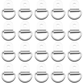 The Lord of the Tools 20Pcs D Ring Lashing Eyelets Body Tie Down Rings Stainless Steel D-Ring Lashing Straps Accessories for Trucks Trailers Pickups Boats Motorcycles Silver