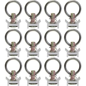 12 Pack Single L Track 4,000lbs Capacity Fitting - Steel O Ring - L Track Airline Style Accessories - Motorcycle, ATV, UTV, Trucks, Trailer