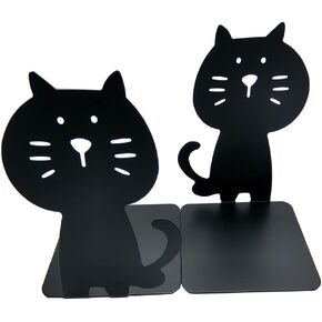 1Pair Cute Cat Bookend Gift Kid's Room Library Book Stand Holder End Decorative Bookends Gift Black