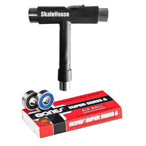 Bones Super Swiss 6 Bearings W/SkateHouse Skateboard Skate Tool