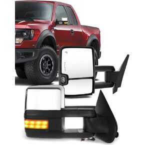 ECCPP Towing Mirrors, A Pair of Exterior Automotive Mirror fit 2014-2018 for Chevy Silverado for GMC Sierra with Running Reversing Lights Power Operation Heated Arrow Signal Chrome Housing