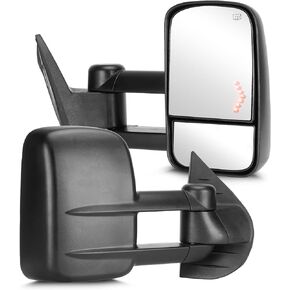 Youxmoto Towing Mirrors 2007-2013 For Chevy For GMC; Silverado Sierra 1500 2500 HD/ 3500 Suburban; 07-2014 Tahoe/Yukon Tow Mirrors; Manual Telescoping/Folding; Power Adjustable; Heated