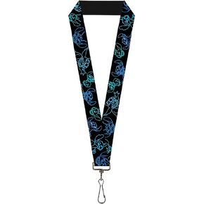Buckle Down Lanyard-1.0-Electric Stitch Poses Black/neon Blue