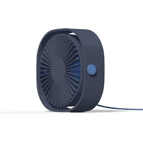 USB Desk Fan, Portable Desktop Table Cooling Fan, Three Speeds Adjustable, USB Connection Power, Strong Quiet Wind, Great for Office Home Outdoor Car Travel (Navy Blue)