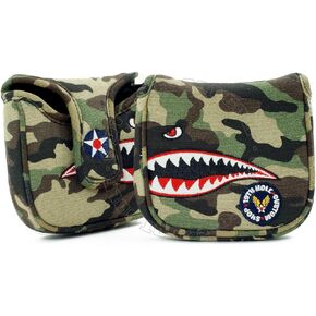 Fighter Plane High-MOI Mallet Putter Headcover, Heel Shaft, Camouflage, Golf Head Cover