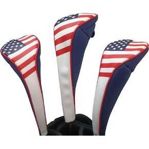 USA Patriot Golf Zipper Head Covers Driver 1 3 5 Fairway Woods Headcovers U.S.A Neoprene Style Patriotic Driver Fits All Fairway Clubs and Drivers up to 460cc