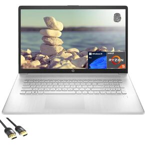 HP Laptop for Business and Student, 17.3" FHD IPS Display, AMD Ryzen 5 5500U (Up to 4.0GHz), 32GB RAM, 1TB PCIe SSD, FP Reader, Webcam, Keypad, Bluetooth, USB-C, HDMI, PDG HDMI Cable, Win 11 Pro