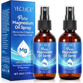 Pure Magnesium Oil Spray - 100% Natural Magnesium Spray – Made with Concentrated Pure Magnesium Chloride Oil - Topical Magnesium Spray (2 Pack 2 fl oz)