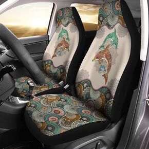 Bulopur Art Whale Car Seat Covers Set for Womens, 2pcs Auto Front Seat Protector Universal Car Interior Accessories Full Set, Auto Seat Cushion Pads
