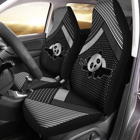 Bulopur Black White Pandas 2 Pieces Car Seat Covers,Universal Fashion Auto Front Seats Protector Car Accessoires Fits for Car,SUV Sedan,Truck