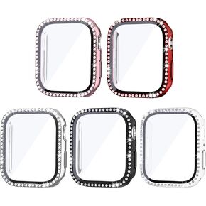 حافظة Cuteey مكونة من 5 قطع مع واقي شاشة من الزجاج المقوى لساعة Apple Series 7 مقاس 45 ملم، غطاء حماية كامل من البولي كربونات الصلب لملحقات iWatch 7 in Kuwait