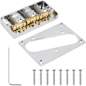 Short Tele Bridge 3 Brass Saddles Bridge Pickup Ring for Telecaster Style or Vintage Electric Guitar Replacement Part
