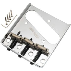 Wilkinson M Series 54mm Telecaster Bridge Threaded 3-Saddles for USA/MIM/Import Squier Fender Tele Style Electric Guitar, Chrome