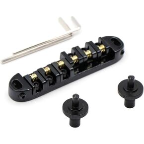 Guitar Roller Bridge with Studs, Allen Wrench Replacement Part for LP Style 6-String Electric Guitar Black