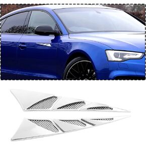 2PCS Hood Vents for Cars, Auto Decorative Air Flow Intake Scoop, Car Hood Simulation Air Vent Trim, Vehicle Bonnet Vent Sticker Cover, Universal Automotive Exterior Accessories (Plated)