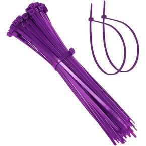 EKIND 100pcs 8-Inch Cable Ties, Durable & Easy-to-Use Nylon Zip Ties, 18lb Tensile Strength, Suitable for Indoor & Outdoor Use in a Variety of Environments, Electronics Cord (Purple)