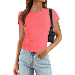 AKEWEI Women's T-Shirts Short Sleeve Casual Cute Crop Going Out Y2k Tops Slim Fit Basic Tees