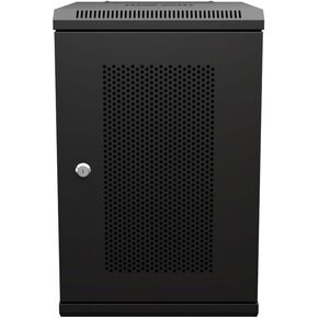 NavePoint 9U 10 Inch Network Server Cabinet, 15.75 inch Deep, Perforated Door, Black, Wall Mountable, 2 x Shelves, 1 x Blank Panel