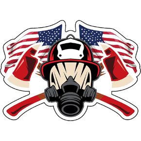 WickedGoodz Firefighter Crossed Axes Vinyl Decal - American Flag Bumper Sticker - for Laptops Tumblers Windows Cars Trucks Walls