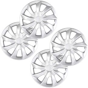 ECCPP 4PC Set 15 inch Silver Hubcap Wheel Cover OEM Replacement Full Lug Skin Durable - Modern & Stylish Auto Tire Replacement Exterior Cap - Snap On Hubcap - for Toyota Camry Corolla 04-06